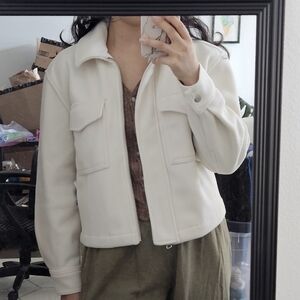 NWT Old Navy Relaxed Shirt Jacket Cream XS Petite